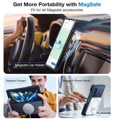 SAMSUNG GALAXY Z FOLD 6 PREMIUM MAGSAFE SLIM TRANSLUCENT BUMPER CASE WITH PEN HOLDER BLACK/CLEAR