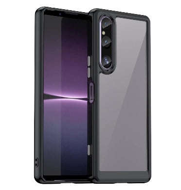 SONY XPERIA 1 V PREMIUM HYBRID TRANSLUCENT BUMPER CASE BLACK/CLEAR