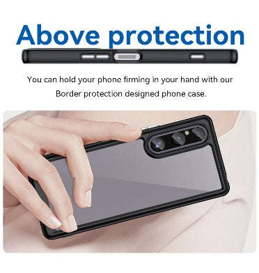 SONY XPERIA 1 V PREMIUM HYBRID TRANSLUCENT BUMPER CASE BLACK/CLEAR