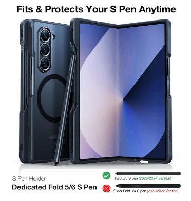 SAMSUNG GALAXY Z FOLD 6 PREMIUM MAGSAFE SLIM TRANSLUCENT BUMPER CASE WITH PEN HOLDER BLACK/CLEAR
