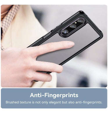 SONY XPERIA 1 V PREMIUM HYBRID TRANSLUCENT BUMPER CASE BLACK/CLEAR