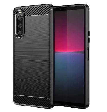 SONY XPERIA 10 V SLIM CARBON FIBRE TEXTURE CASE BLACK