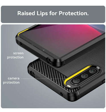SONY XPERIA 10 V SLIM CARBON FIBRE TEXTURE CASE BLACK