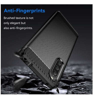 SONY XPERIA 10 V SLIM CARBON FIBRE TEXTURE CASE BLACK