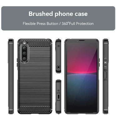 SONY XPERIA 10 V SLIM CARBON FIBRE TEXTURE CASE BLACK