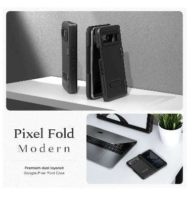 GOOGLE PIXEL FOLD PREMIUM MODERN RUGGED TERRA GUARD CASE BLACK | VRS DESIGN