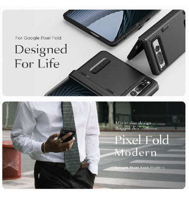 GOOGLE PIXEL FOLD PREMIUM MODERN RUGGED TERRA GUARD CASE BLACK | VRS DESIGN