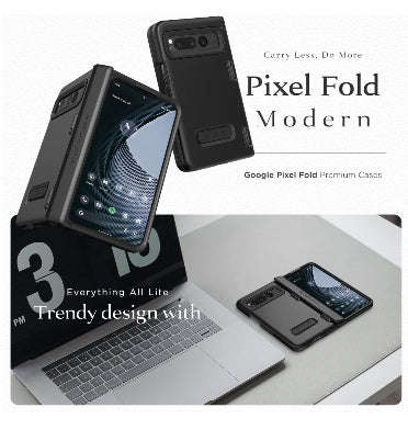 GOOGLE PIXEL FOLD PREMIUM MODERN RUGGED TERRA GUARD CASE BLACK | VRS DESIGN