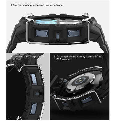 SAMSUNG GALAXY WATCH 4/5 PREMIUM FUSION-X RUGGED ARMOR CASE WITH WIRE GUARD 44MM BLACK | RINGKE