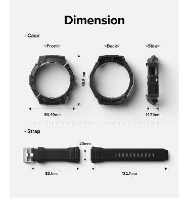 SAMSUNG GALAXY WATCH 4/5 PREMIUM FUSION-X RUGGED ARMOR CASE WITH WIRE GUARD 44MM BLACK | RINGKE