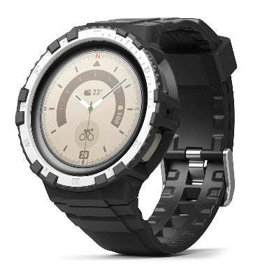 SAMSUNG GALAXY WATCH 5 PRO PREMIUM FUSION-X GUARD RUGGED ARMOR CASE 45MM BLACK/WHITE | RINGKE
