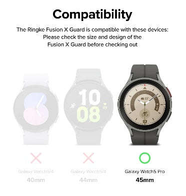SAMSUNG GALAXY WATCH 5 PRO PREMIUM FUSION-X GUARD RUGGED ARMOR CASE 45MM BLACK/WHITE | RINGKE