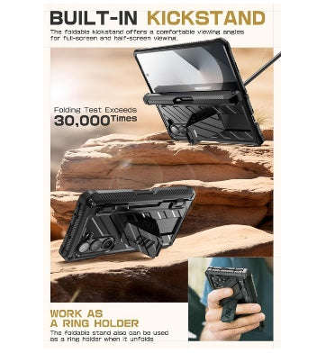 SAMSUNG GALAXY Z FOLD 6 FULL BODY RUGGED PROTECTIVE CASE WITH S PEN SLOT BLACK | SUPCASE