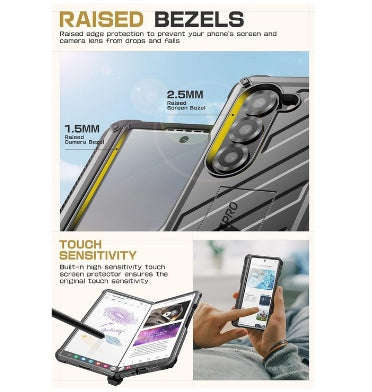 SAMSUNG GALAXY Z FOLD 6 FULL BODY RUGGED PROTECTIVE CASE WITH S PEN SLOT BLACK | SUPCASE