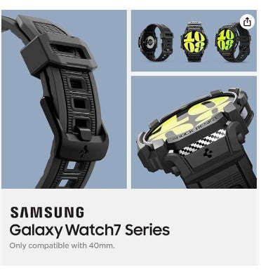 SAMSUNG GALAXY WATCH 7 PREMIUM RUGGED ARMOR PRO CASE 40MM BLACK | SPIGEN