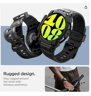 SAMSUNG GALAXY WATCH 7 PREMIUM RUGGED ARMOR PRO CASE 44MM BLACK | SPIGEN