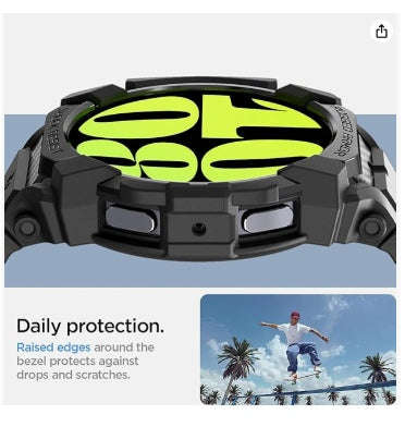 SAMSUNG GALAXY WATCH 7 PREMIUM RUGGED ARMOR PRO CASE 44MM BLACK | SPIGEN