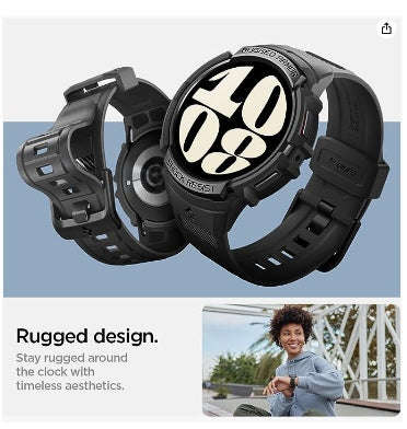 SAMSUNG GALAXY WATCH 6 PREMIUM RUGGED ARMOR PRO CASE 40MM BLACK | SPIGEN
