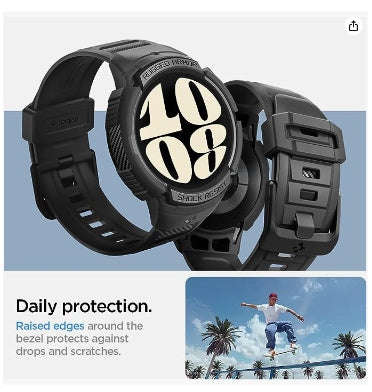 SAMSUNG GALAXY WATCH 6 PREMIUM RUGGED ARMOR PRO CASE 40MM BLACK | SPIGEN