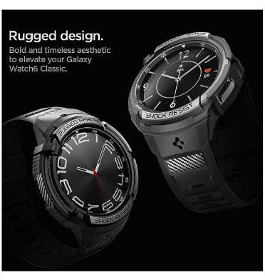 SAMSUNG GALAXY WATCH 6 CLASSIC PREMIUM RUGGED ARMOR PRO CASE 43MM BLACK | SPIGEN