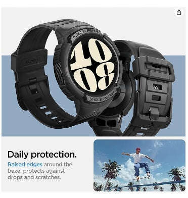 SAMSUNG GALAXY WATCH 6 PREMIUM RUGGED ARMOR PRO CASE 44MM BLACK | SPIGEN