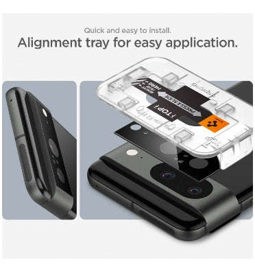 GOOGLE PIXEL 8 PREMIUM TEMPERED GLASS CAMERA LENS PROTECTOR BLACK 2PK | SPIGEN