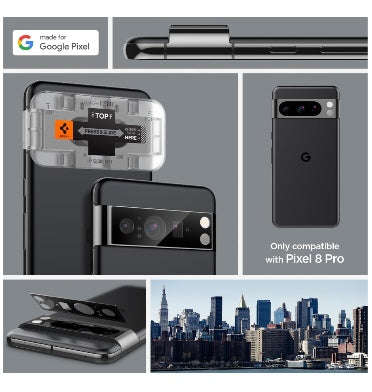 GOOGLE PIXEL 8 PRO PREMIUM TEMPERED GLASS CAMERA LENS PROTECTOR BLACK 2PK | SPIGEN