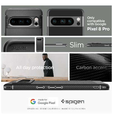 GOOGLE PIXEL 8 PRO PREMIUM RUGGED ARMOR CASE BLACK | SPIGEN
