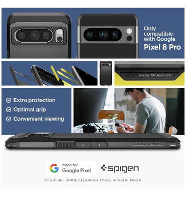 GOOGLE PIXEL 8 PRO PREMIUM TOUGH ARMOR CASE BLACK | SPIGEN