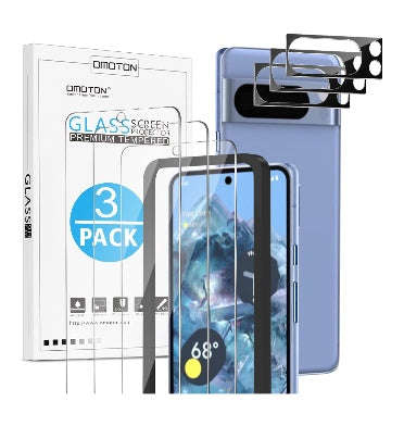 GOOGLE PIXEL 8 PRO PREMIUM TEMPERED GLASS SCREEN AND CAMERA LENS PROTECTOR 6PK | OMOTON