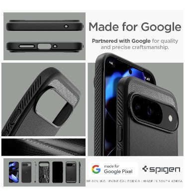 GOOGLE PIXEL 9 / 9 PRO PREMIUM RUGGED ARMOR CASE BLACK