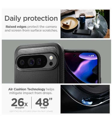 GOOGLE PIXEL 9 PRO XL PREMIUM RUGGED ARMOR CASE BLACK