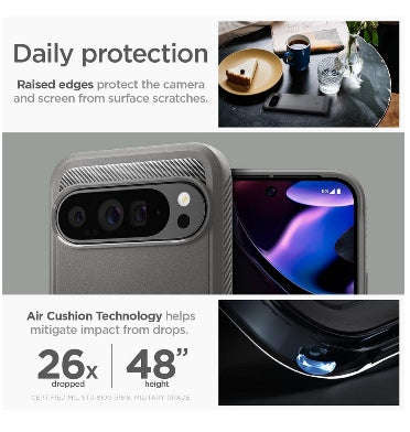 GOOGLE PIXEL 9 PRO XL PREMIUM RUGGED ARMOR CASE MARBLE GRAY | SPIGEN