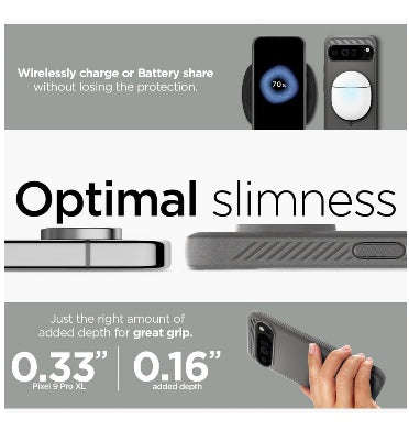 GOOGLE PIXEL 9 PRO XL PREMIUM RUGGED ARMOR CASE MARBLE GRAY | SPIGEN