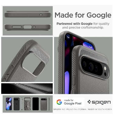GOOGLE PIXEL 9 PRO XL PREMIUM RUGGED ARMOR CASE MARBLE GRAY | SPIGEN