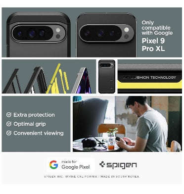 GOOGLE PIXEL 9 PRO XL PREMIUM TOUGH ARMOR CASE BLACK | SPIGEN