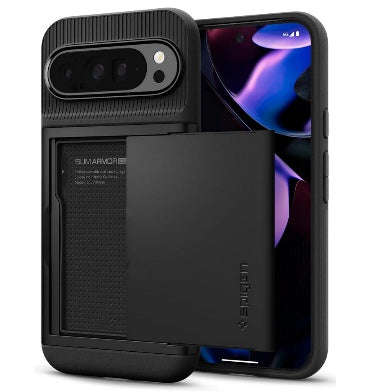 GOOGLE PIXEL 9 PRO XL PREMIUM SLIM ARMOR CARD CASE BLACK | SPIGEN