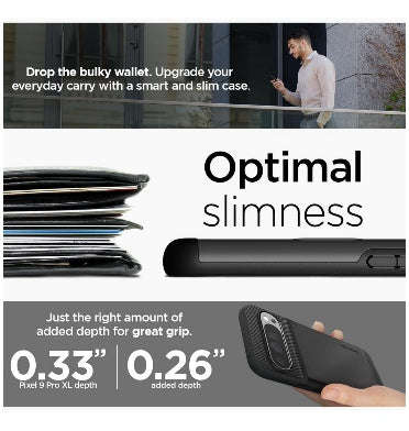 GOOGLE PIXEL 9 PRO XL PREMIUM SLIM ARMOR CARD CASE BLACK | SPIGEN