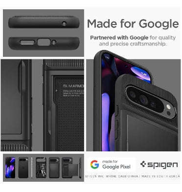 GOOGLE PIXEL 9 PRO XL PREMIUM SLIM ARMOR CARD CASE BLACK | SPIGEN