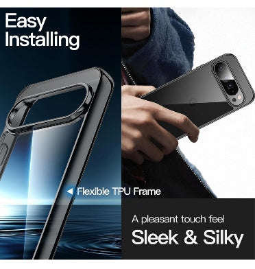 GOOGLE PIXEL 9 PRO XL PREMIUM PROTECTIVE TPU CASE CLEAR/BLACK | JETECH