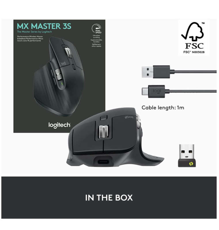 LOGITECH MX MASTER 3S WIRELESS MOUSE BLACK