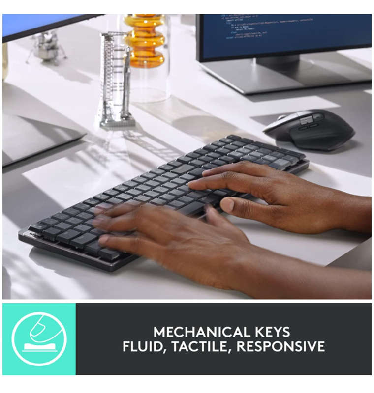 LOGITECH MX MECHANICAL WIRELESS ILLUMINATED PERFORMANCE KEYBOARD CLICKY EDITION GRAPHITE