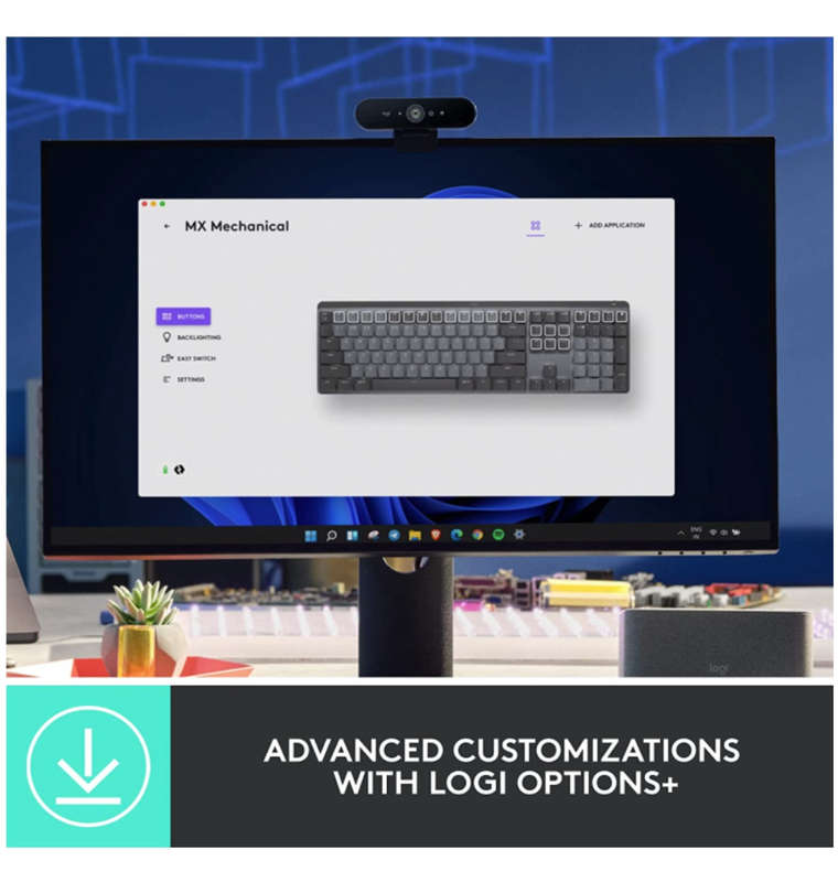 LOGITECH MX MECHANICAL WIRELESS ILLUMINATED PERFORMANCE KEYBOARD LINEAR EDITION GRAPHITE