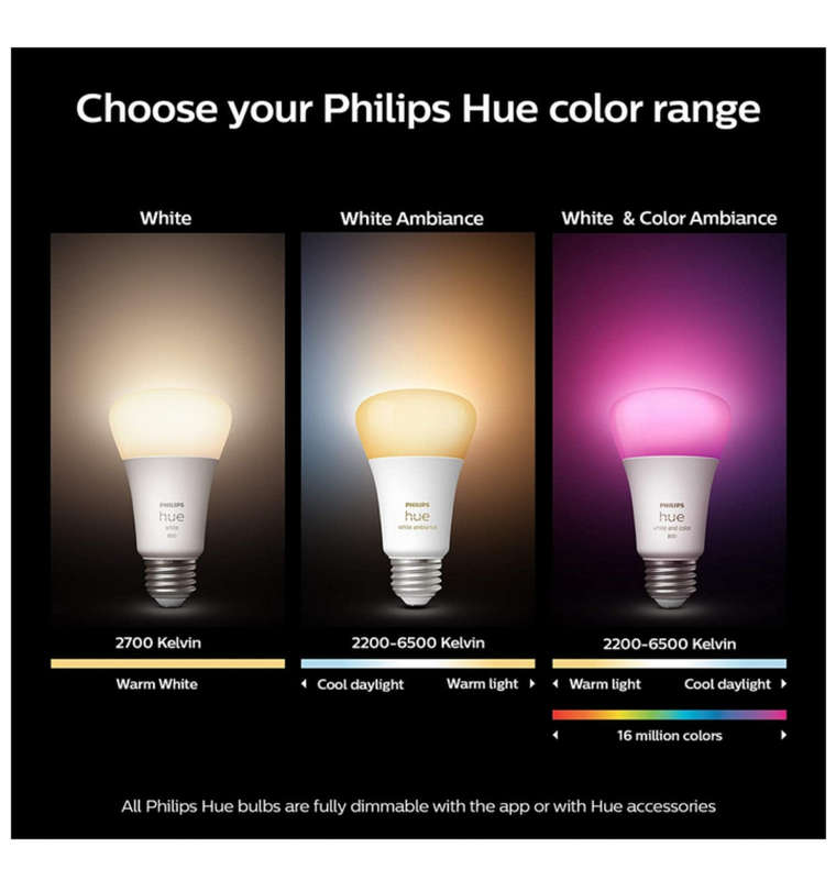 PHILIPS HUE A19 LED SMART BULB WHITE 2PK