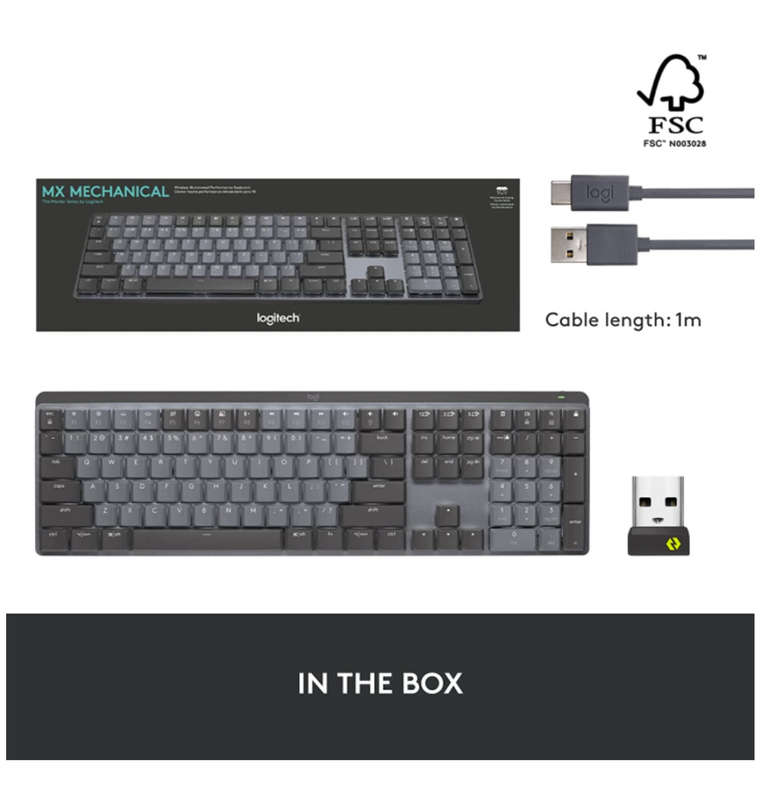 LOGITECH MX MECHANICAL WIRELESS ILLUMINATED PERFORMANCE KEYBOARD LINEAR EDITION GRAPHITE