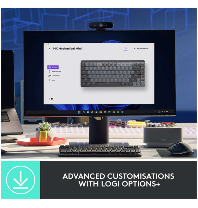 LOGITECH MX MECHANICAL MINI WIRELESS ILLUMINATED KEYBOARD TACTILE/QUIET EDITION GRAPHITE