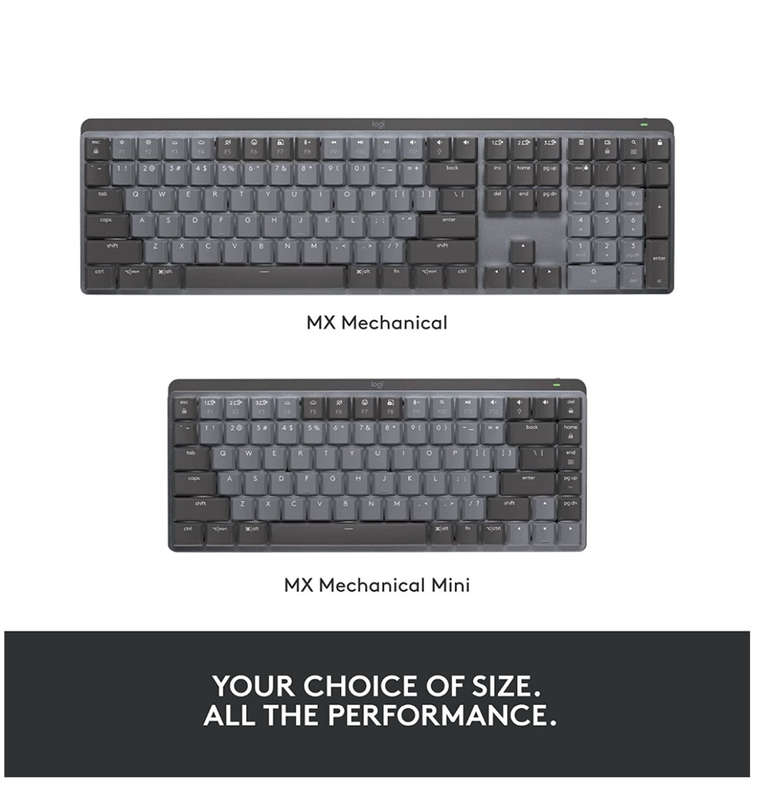 LOGITECH MX MECHANICAL MINI WIRELESS ILLUMINATED KEYBOARD TACTILE/QUIET EDITION GRAPHITE