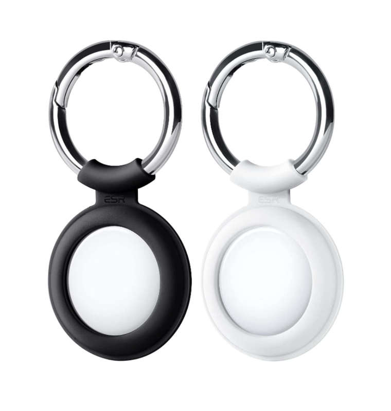 APPLE AIRTAG PREMIUM SILICONE TAG HOLDER CASE BLACK/WHITE 2PK | ESR