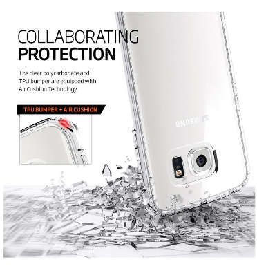 SAMSUNG GALAXY S6 EDGE PREMIUM AIR CUSHION HYBRID CASE CRYSTAL CLEAR | SPIGEN