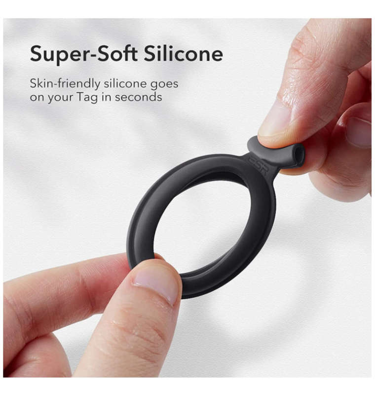 APPLE AIRTAG PREMIUM SILICONE TAG HOLDER CASE BLACK/WHITE 2PK | ESR
